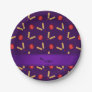 Personalized name purple cricket pattern paper plates