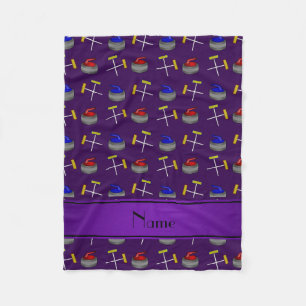 Personalized name purple curling pattern fleece blanket