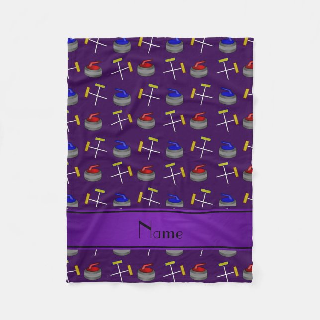 Personalized name purple curling pattern fleece blanket (Front)