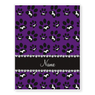 Personalized name purple dachshunds dog paws temporary tattoos