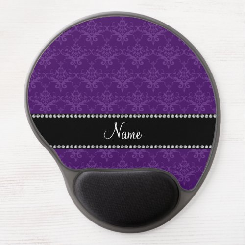 Personalized name Purple damask Gel Mouse Pad