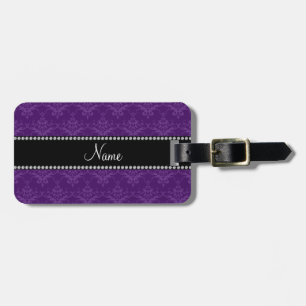 Personalized name Purple damask Luggage Tag