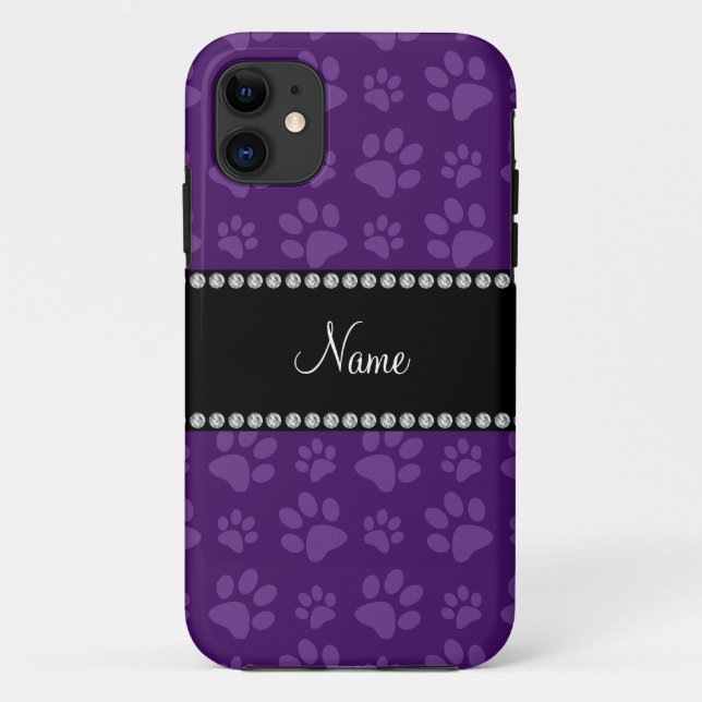 Personalized name purple dog paw prints Case-Mate iPhone case (Back)