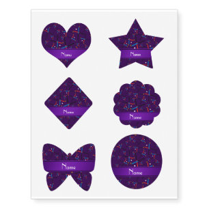 Personalized name purple field hockey temporary tattoos