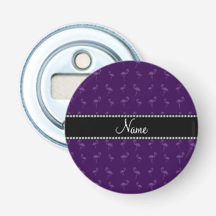 Personalized name purple flamingos bottle opener