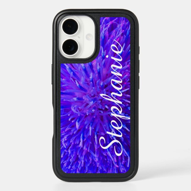 Personalized Name Purple Floral Abstract Otterbox iPhone Case (Back)