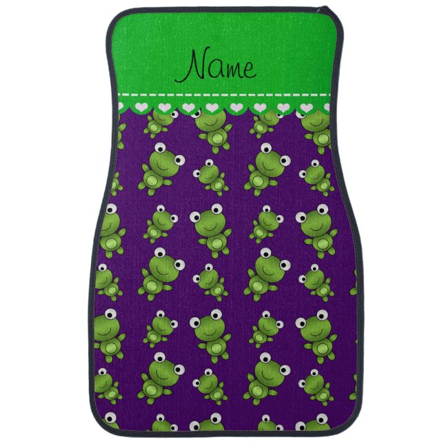 Personalized name purple frogs car floor mat (Front)