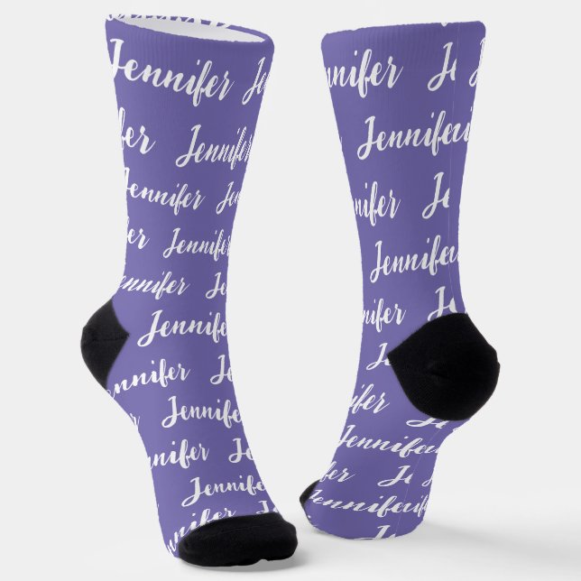 Personalized Name Purple Fun Pattern Womens Socks (Angled)