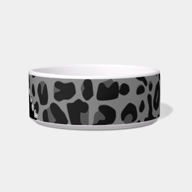 Personalized name purple glitter black leopard bowl (Right)