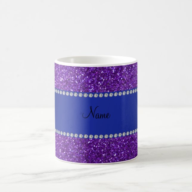 Personalized name purple glitter diamonds coffee mug (Center)