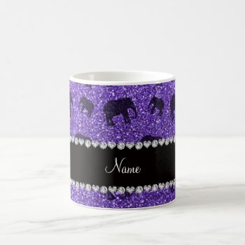 Personalized Name Purple Glitter Elephants Coffee Mug by Brothergravydesigns at Zazzle