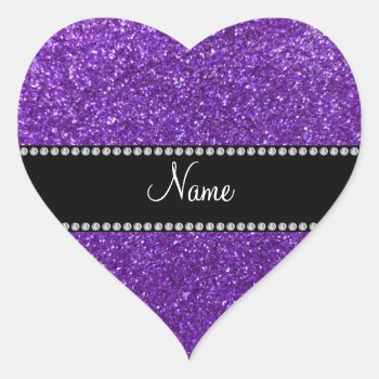 Personalized Name Purple Glitter Heart Sticker by Brothergravydesigns at Zazzle