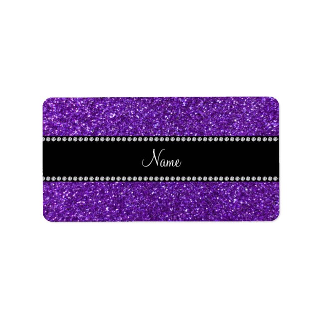 Personalized name purple glitter label (Front)