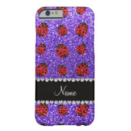 Personalized name purple glitter ladybug barely there iPhone 6 case