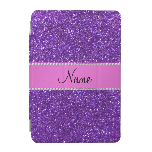 Personalized name purple glitter pink diamonds iPad mini cover (Front)
