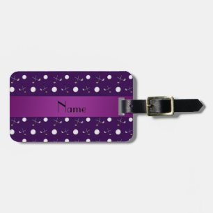 Personalized name purple golf balls luggage tag