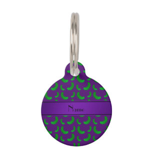 Personalized name purple green pickles pet ID tag