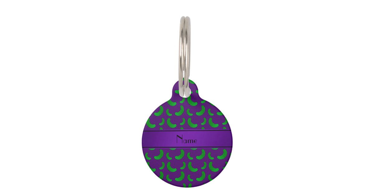 Personalized name purple green pickles pet ID tag Zazzle
