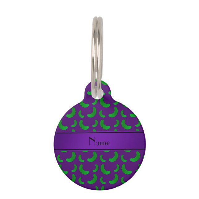 Personalized name purple green pickles pet ID tag (Front)