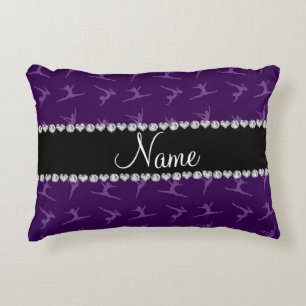 Personalized name purple gymnastics pattern accent pillow