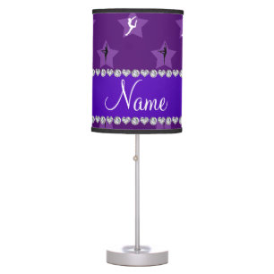 Personalized name purple gymnastics stars table lamp