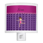 Personalized name purple hearts stripes gymnast night light (Front)