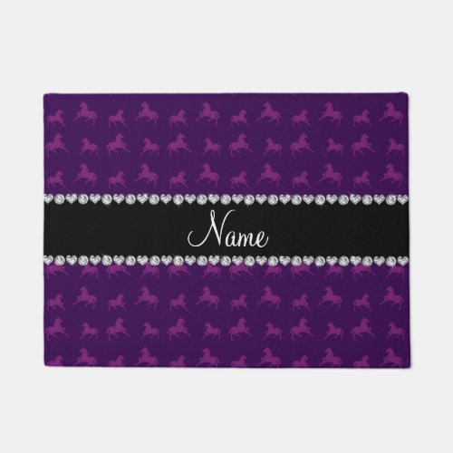 Personalized name purple horse pattern doormat