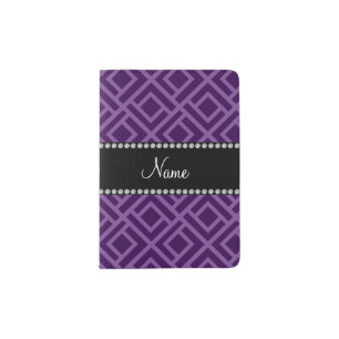 Personalized name purple interlocking triangles passport holder