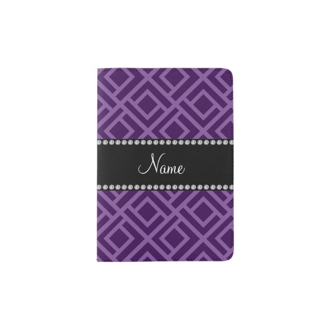 Personalized name purple interlocking triangles passport holder (Front)