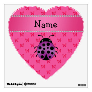Personalized name purple ladybug pink butterflies wall decal