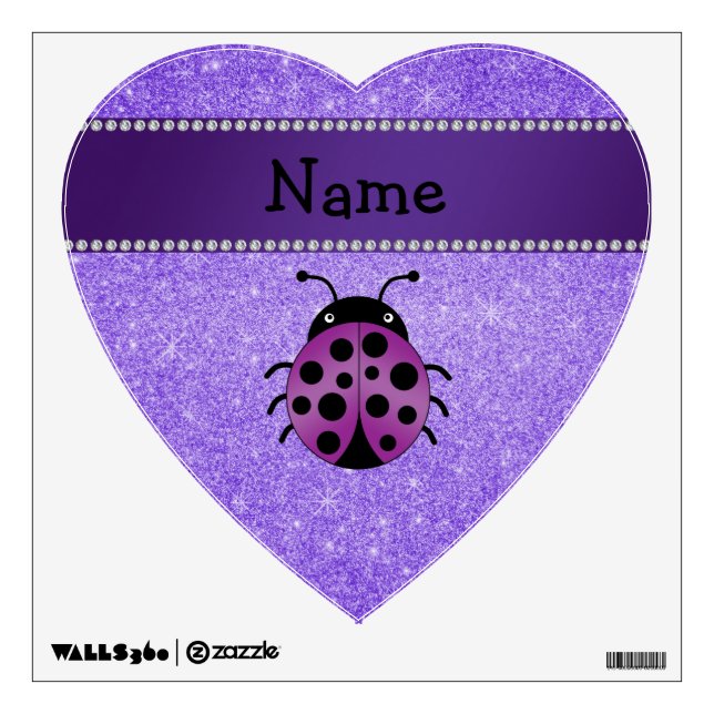 Personalized name purple ladybug purple glitter wall sticker (Front)
