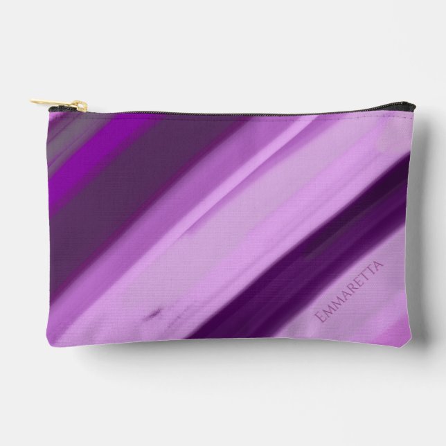 Personalized Name Purple Lavender Stripes  Accessory Pouch (Front)