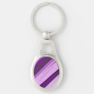 Personalized Name Purple Lavender Stripes  Keychain
