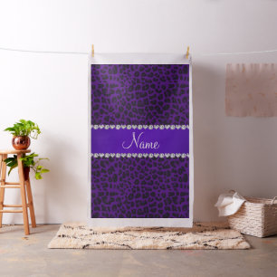 Personalized name purple leopard pattern fabric