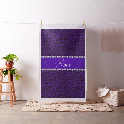 Personalized name purple leopard pattern fabric