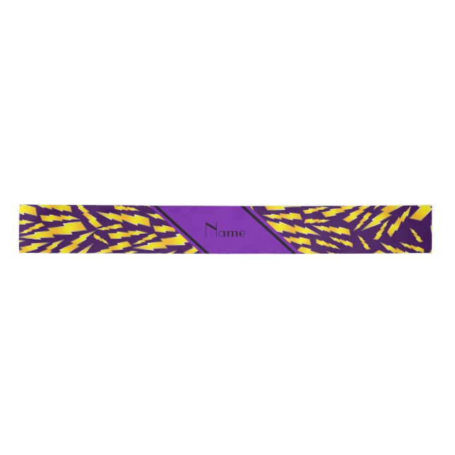 Personalized name purple lightning bolts satin ribbon (Front)