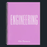 Personalized Name Purple Lilac Engineering Student Notebook<br><div class="desc">Designed for students and professionals, this personalized engineering notebook features a sleek lilac background with bold typography. Perfect for taking notes, solving equations, and organizing ideas, this modern notebook makes a stylish and functional gift for future engineers, STEM students, and professionals who love a pop of color in their study...</div>