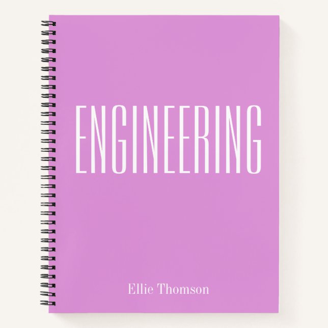 Personalized Name Purple Lilac Engineering Student Notebook (Front)