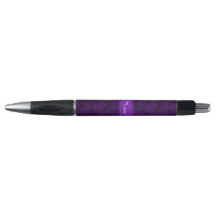 Personalized name purple music notes pen