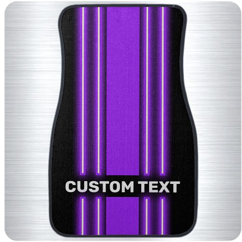 Personalized NAME Purple Neon Style Racing Stripes Car Floor Mat