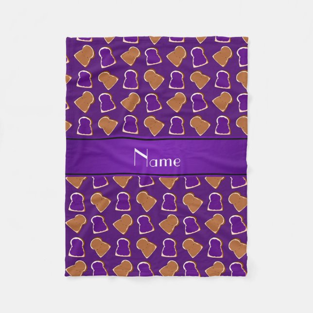 Personalized name purple peanut butter jelly fleece blanket (Front)