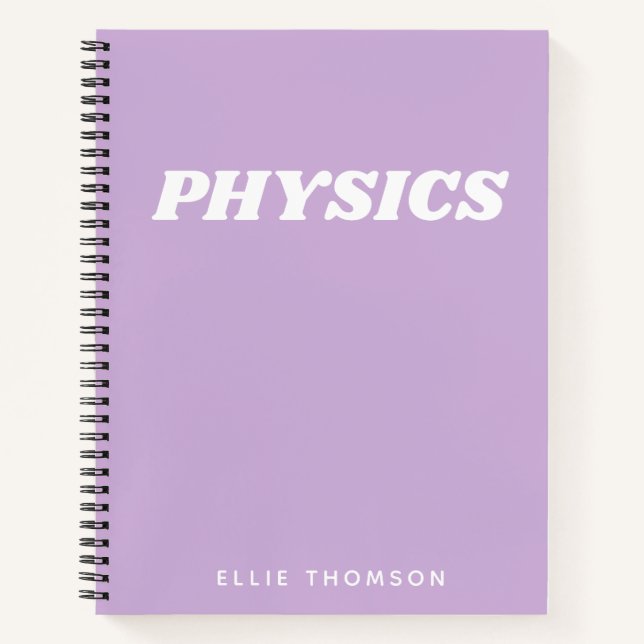 Personalized Name Purple Physics School Class Lab Notebook (Front)