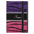 Personalized name purple pink glitter zebra stripe