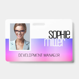Personalized Name Purple Pink Gradient Trendy  Badge