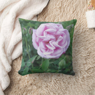 Personalized Name Purple Pink Rose Photo Throw Pillow