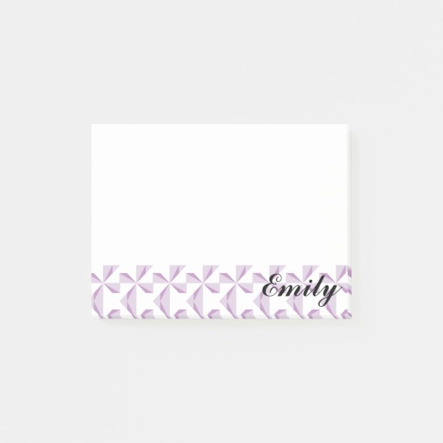 Personalized Name Purple Pinwheels Post-it Notes (Front)