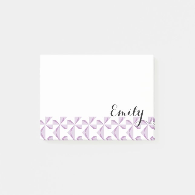 Personalized Name Purple Pinwheels Post-it Notes (Front)