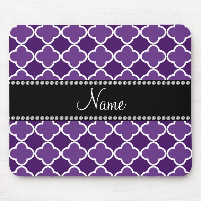 Personalized name Purple quatrefoil pattern Mouse Pad (Front)