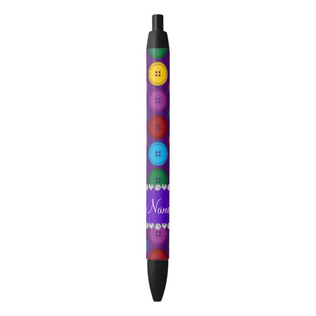 Personalized name purple rainbow buttons pattern pen (Front Vertical)
