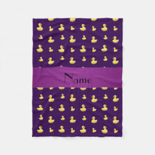 Personalized name purple rubber duck pattern fleece blanket